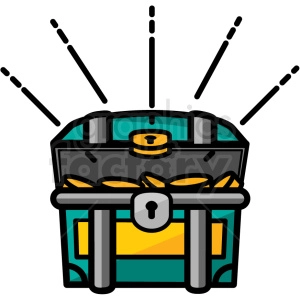 open cartoon treasure chest vector icon