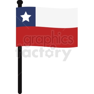 The clipart image depicts the national flag of Chile. It consists of two horizontal bands of white (top) and red, with a blue square the same height as the white band in the canton, which bears a white five-pointed star in the center. The flag is also known as La Estrella Solitaria, or The Lone Star.