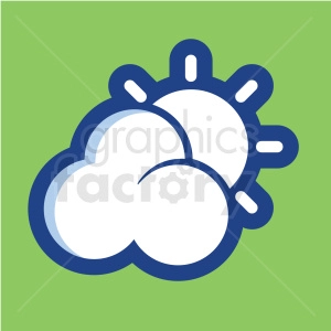 cloud and sun vector icon on green background
