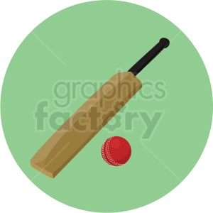 cricket bat and ball vector clipart on green background