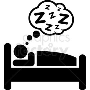 black and white person sleeping in bed icon vector