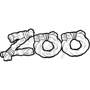 cartoon black and white zoo typography vector clipart