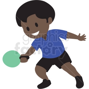 cartoon African American boy playing ping pong