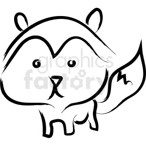 The image is a simple black and white line drawing of a raccoon. The raccoon is stylized with prominent features like its characteristic eye mask, fluffy tail, and pointed ears.