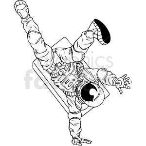 black and white astronaut break dancing vector clipart