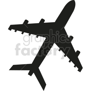 The clipart image shows a top view of an airplane as a silhouette. The airplane has four engines