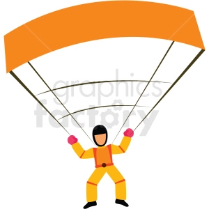 The clipart image shows a simplified illustration of a man parachuting or skydiving while enjoying an adventure in the sky.
