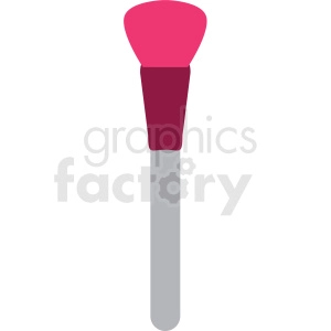 The clipart image depicts a makeup brush, which is a tool used for applying cosmetics such as foundation, blush, or powder to the face. The brush has soft bristles that are typically made of synthetic materials and may be used for blending or buffing products onto the skin. The image shows a stylized illustration of the brush in vector format, with a handle and bristles visible.
