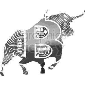 black and white bitcoin bull vector clipart