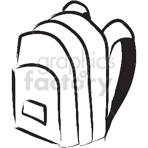 black and white backpack vector clipart
