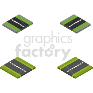 isometric road section vector icon clipart 2