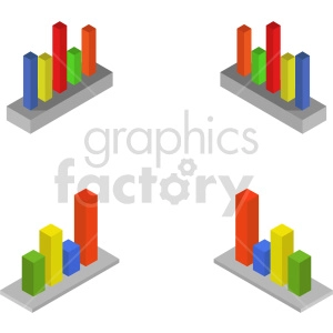 isometric bar charts vector icon clipart 3