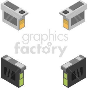 isometric ink cartridge vector icon clipart bundle