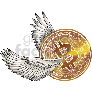 bitcoin with wings vector clipart