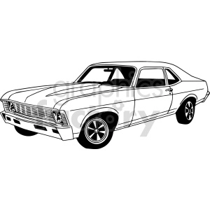 black and white muscle car vector clipart