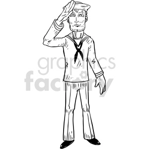 black and white sailor salute clipart