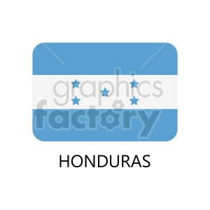 The image is a stylized representation of the flag of Honduras. The flag features two horizontal blue stripes with a white stripe in the middle, and five blue stars arranged in an X pattern in the center white stripe. Below the flag, the word HONDURAS is written in capital letters.