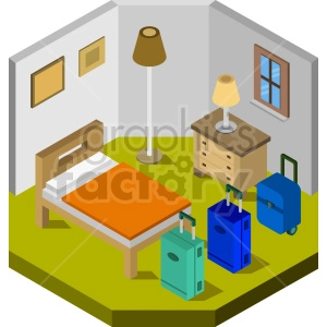 hotel room isometric vector clipart