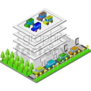 parking structure isometric vector graphic