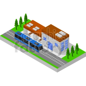 train station isometric vector clipart