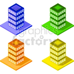 isometric buildings bundle vector graphic
