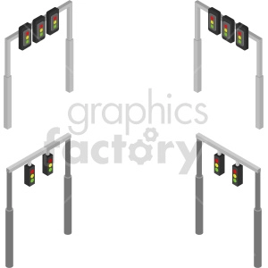 traffic light isometric vector graphic bundle