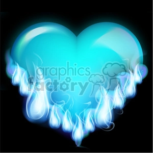 flaming blue heart