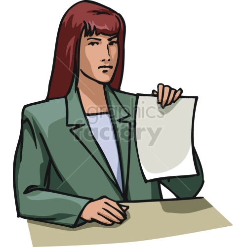 female lawyer holding up document