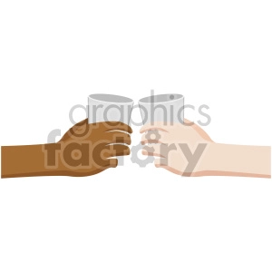 interracial hands giving cheers flat icons