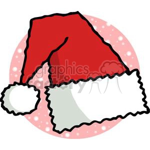 Santa Clause Hat in Front of Pink and White Snow