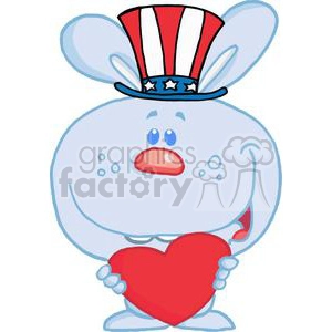 Patriotic Blue Bunny Holds Heart