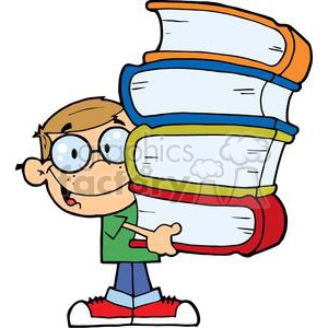 A little Boy In Green T Shirt and Blue Jeans With Books In His Hands