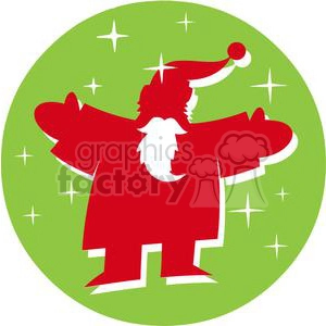 Santa Claus in front of a green circle