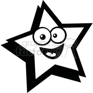 black and white smiling star