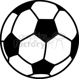 The clipart image shows a cartoon-style soccer ball, which is white with black hexagonal patterns