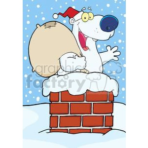 3443-Happy-Santa-Polar-Bear-Waving-A-Greeting-In-Chimney