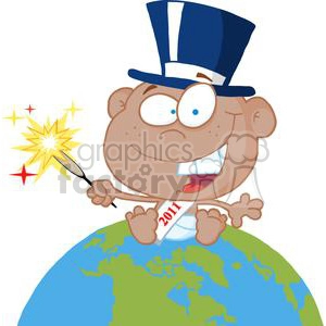 African-American-New-Year-Baby-Above-The-Globe