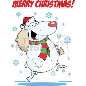 3324-Happy-Santa-Bear-Runs-With-Bag-In-The-Snow