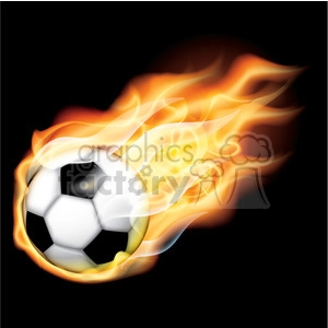 flaming vector soccer ball on black