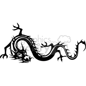 The image shows a stylized silhouette of a Chinese dragon with intricate lines and curves making it suitable for tattoo designs or vinyl cutting.