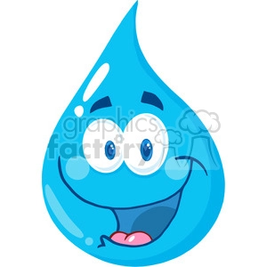 12855 RF Clipart Illustration Happy Water Drop Cartoon Character