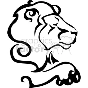 The clipart image features a stylized outline of a lion's head. It is a simplified and artistic representation, designed in solid black lines suitable for vinyl cutting or as a tattoo design.