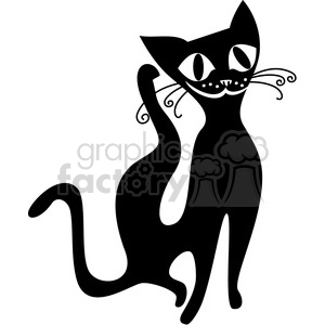 vector clip art illustration of black cat 063