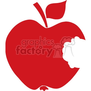 12910 RF Clipart Illustration Bitten Apple Red Silhouette