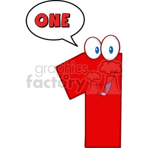 4969-Clipart-Illustration-of-Number-One-Cartoon-Mascot-Character-With-Speech-Bubble