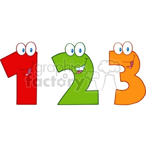 4983-Clipart-Illustration-of-Numbers-One,Two-And-Three-Cartoon-Mascot-Characters