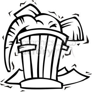 black and white clip art of a Republican elephant in a trash can