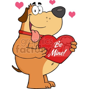 5238-Fat-Dog-Holding-Up-A-Red-Heart-With-Text-Royalty-Free-RF-Clipart-Image