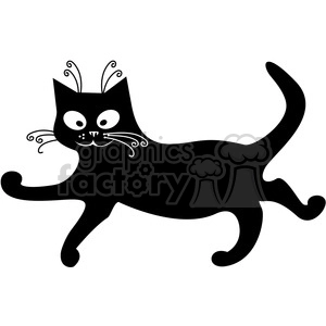 vector clip art illustration of black cat 065
