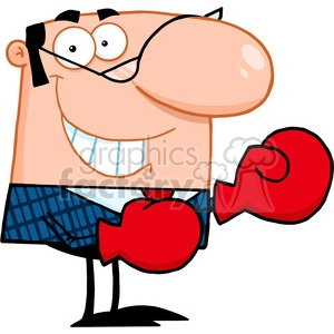 Royalty Free Smiling Business Manager With Boxing Gloves